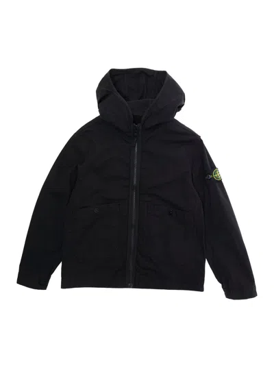 Stone Island Short Cotton Parka Parka In Black