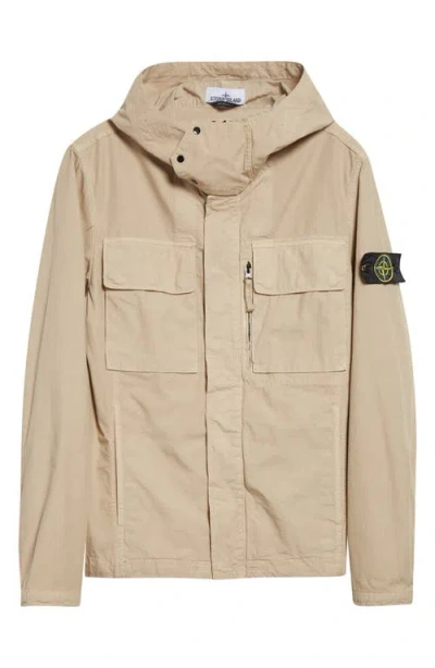Stone Island Short Cotton Twill Parka In Neutral