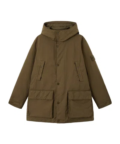 Stone Island Short Down Parka With Anti-drop In Animal Print
