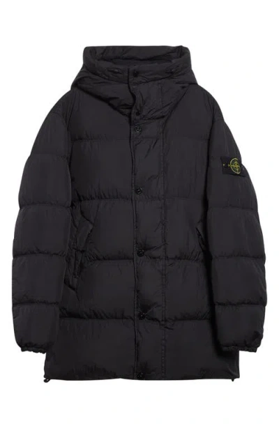 Stone Island Short Down Puffer Parka In Black