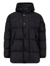 Stone Island Short Hooded Down Jacekt In Black