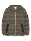 Stone Island Hooded Down Jacket With Seamless Feather Tunnels And Anti-drop In Green