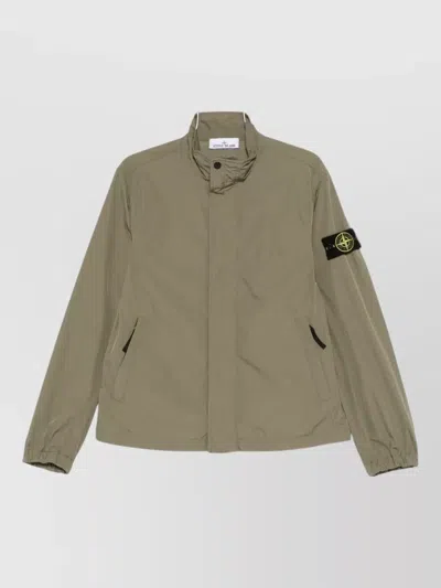 Stone Island Short Jackets High Collar Elasticated Cuffs Pockets In Green