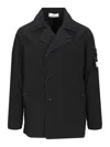 Stone Island Short Nylon Trench Coat Jackets Blue In Black
