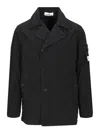 Stone Island Short Nylon Trench Coat Jackets Blue In Black