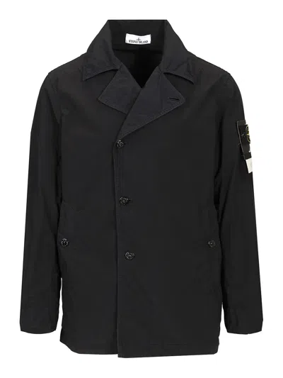 Stone Island Short Nylon Trench Coat Jackets Blue