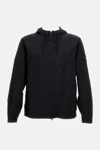 Stone Island Short Parka With Elastic Hem And Hood In Blue