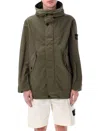 Stone Island Short Parka With Protective Hood In Gray