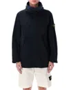 Stone Island Short Parka With Protective Hood In Black