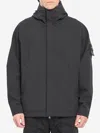Stone Island Parka With Drawstring Hem And Hood In Black