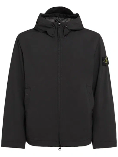 Stone Island Short Parka In Black