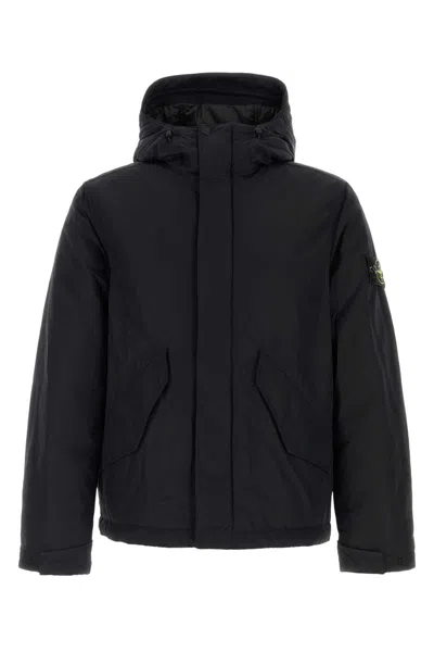 Stone Island Short Parka In Black