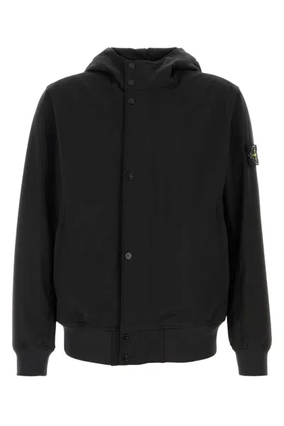Stone Island Short Parka In Black