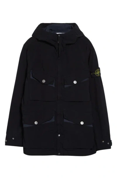 Stone Island Short Parka In Blue
