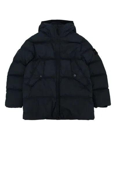 Stone Island Kids' Short Parka In Blue