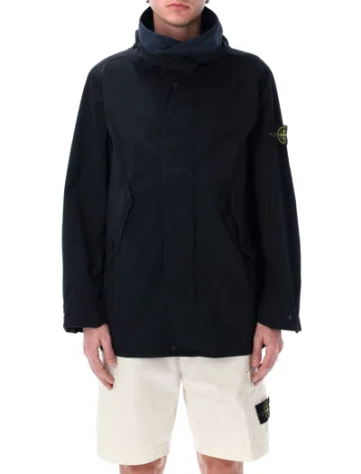 Stone Island Short Parka In Blue