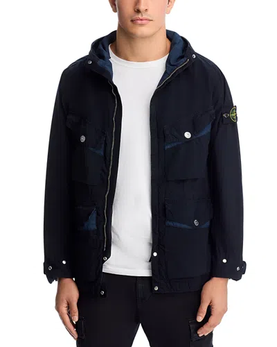 Stone Island Short Parka In Blue