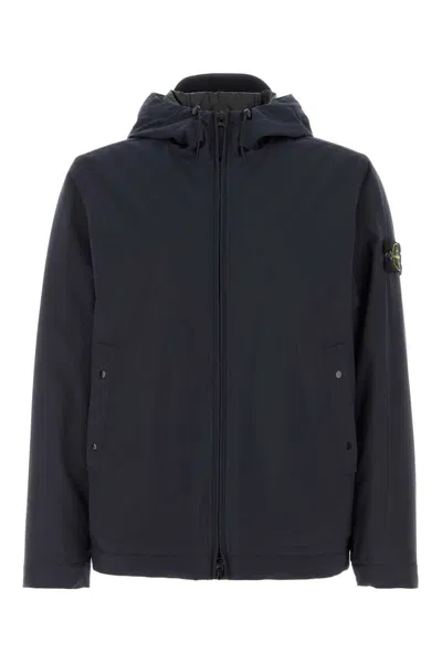 Stone Island Short Parka In Blue
