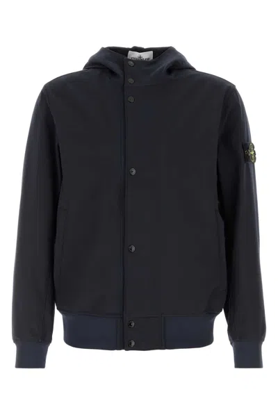 Stone Island Short Parka In Black