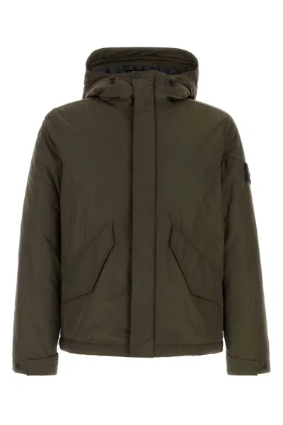 Stone Island Short Parka In Brown