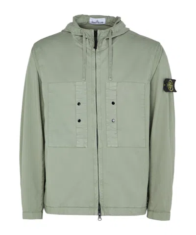 Stone Island Short Stretch Cotton Parka In Sage