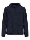 Stone Island Hooded Flap-pocket Jacket In Blue