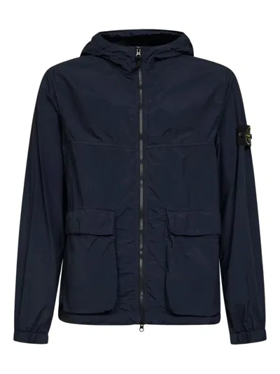 Stone Island "short Parka" Jacket In Blue