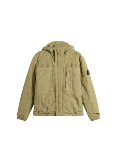 Stone Island Short Parka Jacket In Green