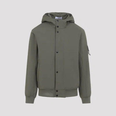 Stone Island Logo-patched Buttoned Parka In Green