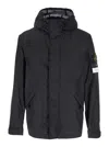 Stone Island Compass Patch Hooded Jacket In Black