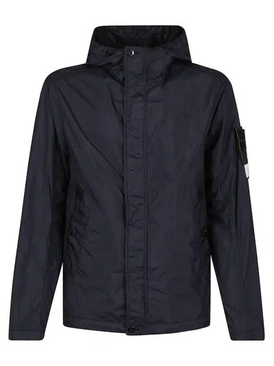 Stone Island Short Parka In Blue