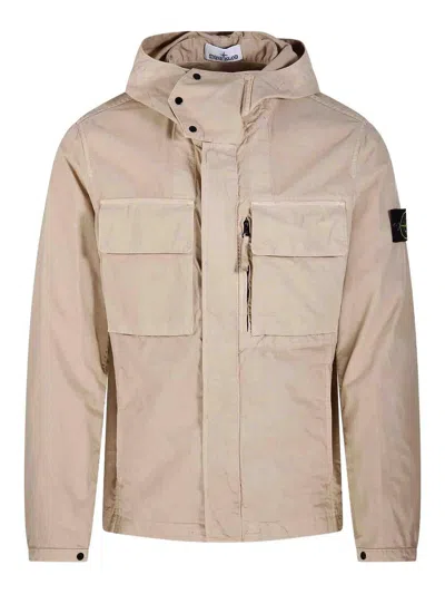 Stone Island Short Parka In Neutral