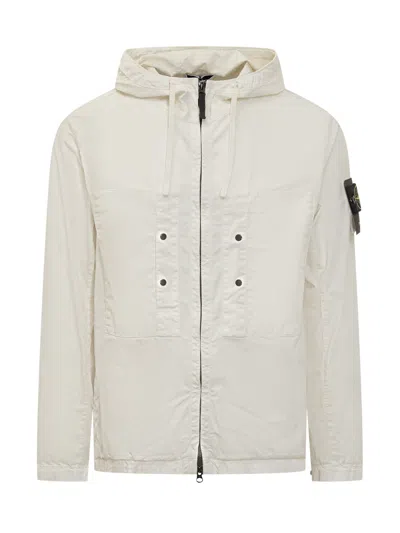 Stone Island Short Parka In White