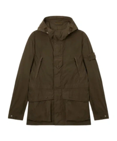 Stone Island Short Parka With Anti-drop Finish In Brown