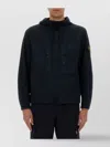 Stone Island Short Parka With Elastic Hem And Hood In Blue