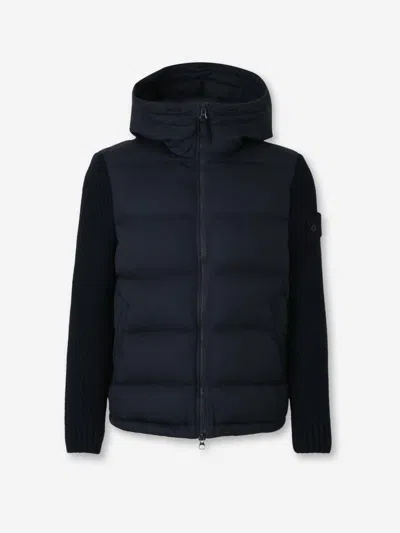 Stone Island Quilted Hooded Jacket In Blue