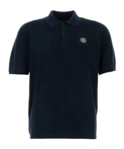 Stone Island Short Sleeve Polo Shirt In Navy