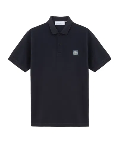 Stone Island Mens Black Brand-patch Regular-fit Stretch-cotton Polo Shirt Xl