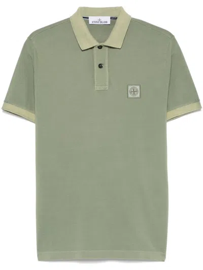 Stone Island Short Sleeve Polo Shirt With Classic Collar In Green