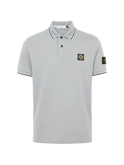 Stone Island Short Sleeve Polo With Buttons And Collar In Gray