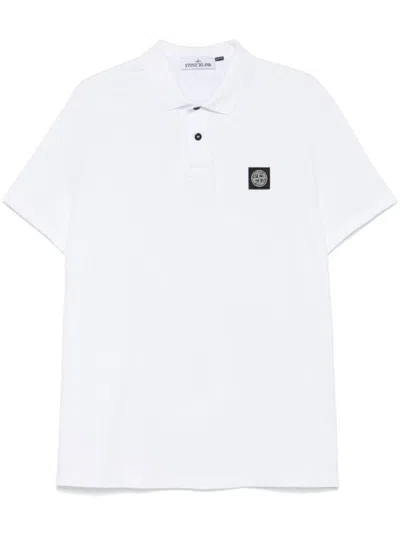 Stone Island Short-sleeve Polo Shirt With Classic Collar In White