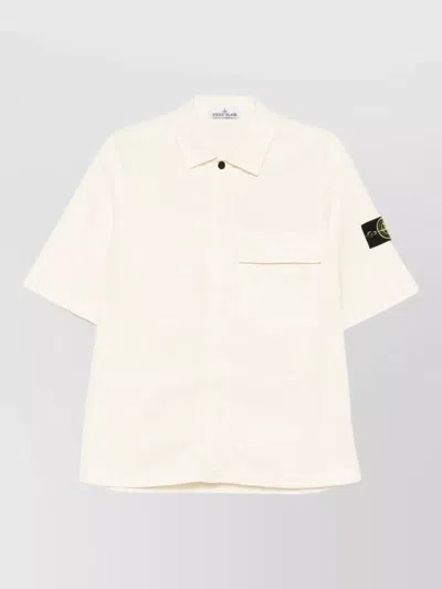 Stone Island Short Sleeve Shirt Dual Pocket Design In White