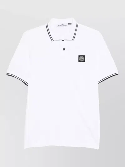 Stone Island Short Sleeve Shirt Stretch Cotton Collar In White
