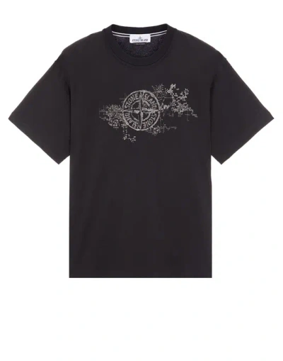 Stone Island Embroidered-logo Cotton T-shirt In Black