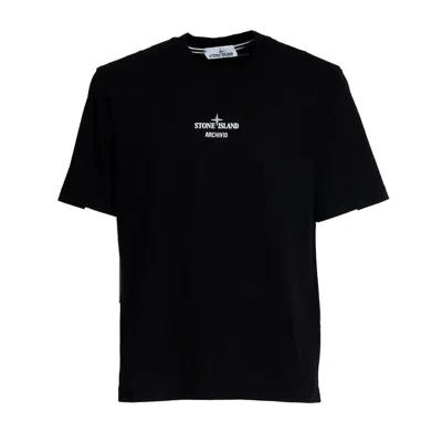 Stone Island Short-sleeve T-shirt In Combed Organic Cotton In Black