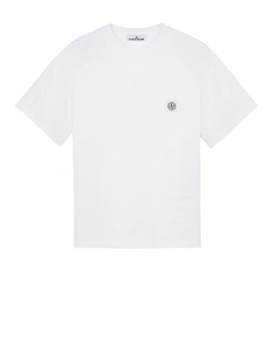 Stone Island White Cotton T-shirt With Logo Patch