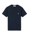 Stone Island Short-sleeve T-shirt With Compass Patch And Chain Stitching In Blue