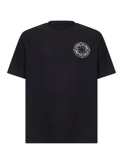 Stone Island Short-sleeved Cotton T-shirt In Blue