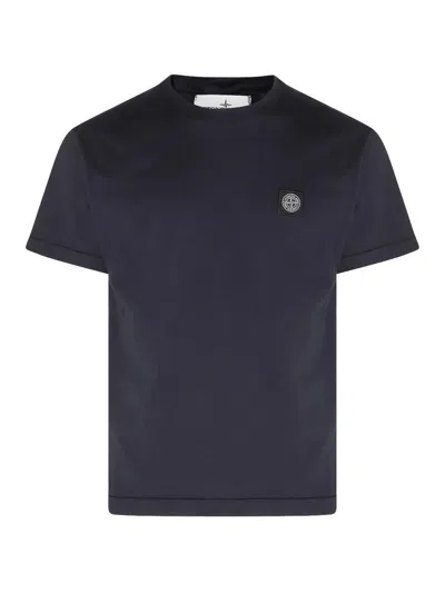Stone Island Short-sleeved Cotton T-shirt In Blue