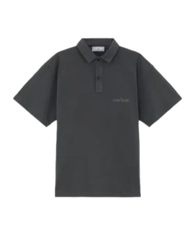 Stone Island Short-sleeved Polo Shirt In Gray